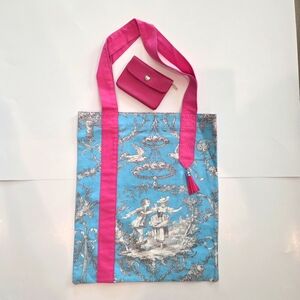Paris Museum Gift Shop Marie Antoinette Blue and Pink Tote Bag With Pink Wallet